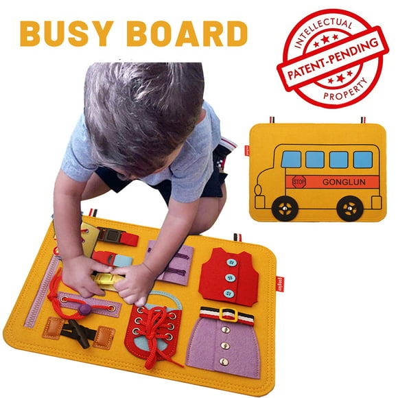 Mona43Henry Montessori Busy Activity Board for Toddlers Wooden Sensory Activity Board with Smooth Surface Fine Motor Skills Toy Enlightenment Cognitive Educational Toy for Kids Aged 3 and Advantage 